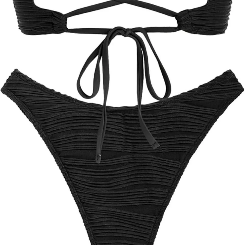 🖤 ZAFUL Black Ruched Bandeau Bikini | Size L - Picture 5 of 7